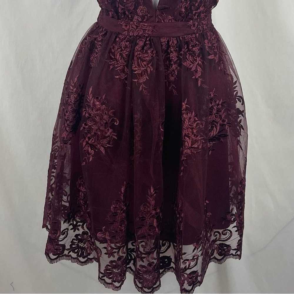 Lulu’s Sheer Burgundy Lace Party Event Dance Dres… - image 3