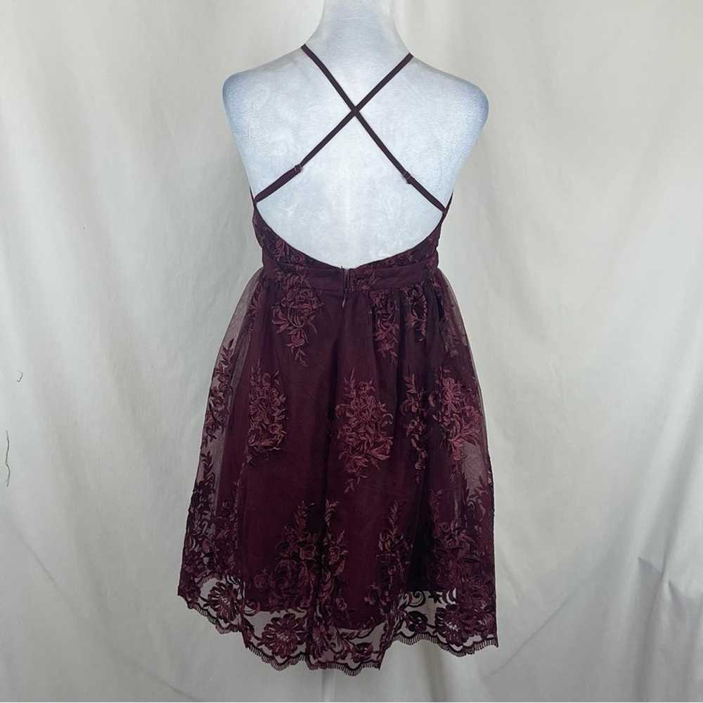 Lulu’s Sheer Burgundy Lace Party Event Dance Dres… - image 5