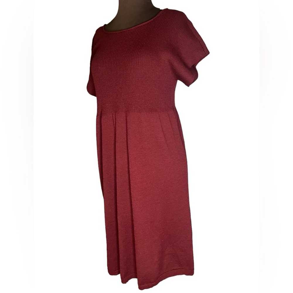 Eileen Fisher Burgundy Ribbed Top Babydoll Short … - image 1