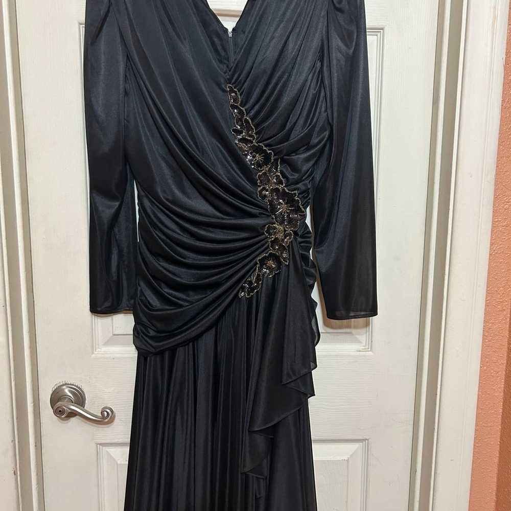 Vintage 1980’s Black draped and ruched wrap dress… - image 4