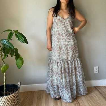 Lulus green floral tiered maxi backless dress Med… - image 1