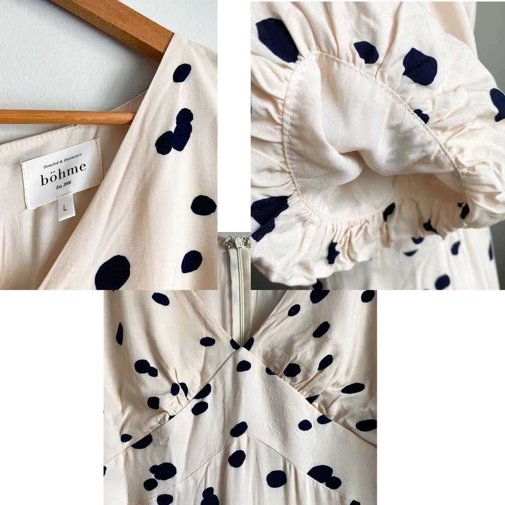 BOHME Polka Dots Midi Cream Neutral Flowy Dress W… - image 10