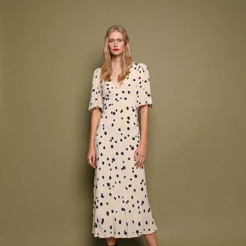 BOHME Polka Dots Midi Cream Neutral Flowy Dress W… - image 6