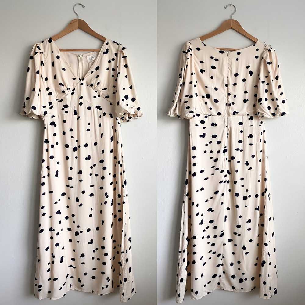 BOHME Polka Dots Midi Cream Neutral Flowy Dress W… - image 7