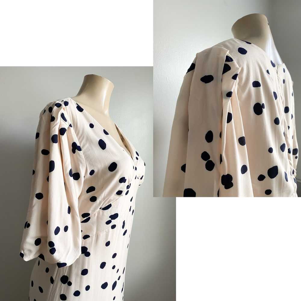 BOHME Polka Dots Midi Cream Neutral Flowy Dress W… - image 9