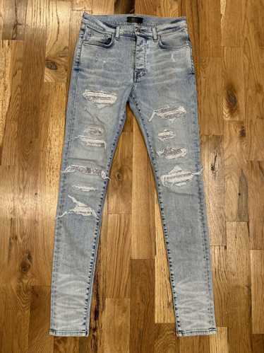 Amiri Amiri MX1 Silver Crystal Blue Denim Jeans Sz