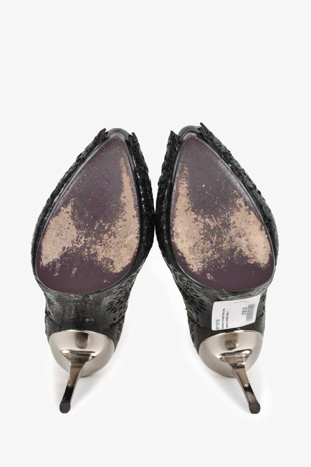 Salvatore Ferragamo Black Leather Perforated Heel… - image 6