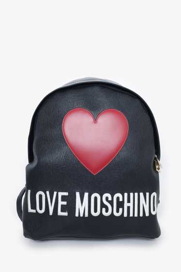 Love Moschino Black Leather Red Heart Backpack - image 1