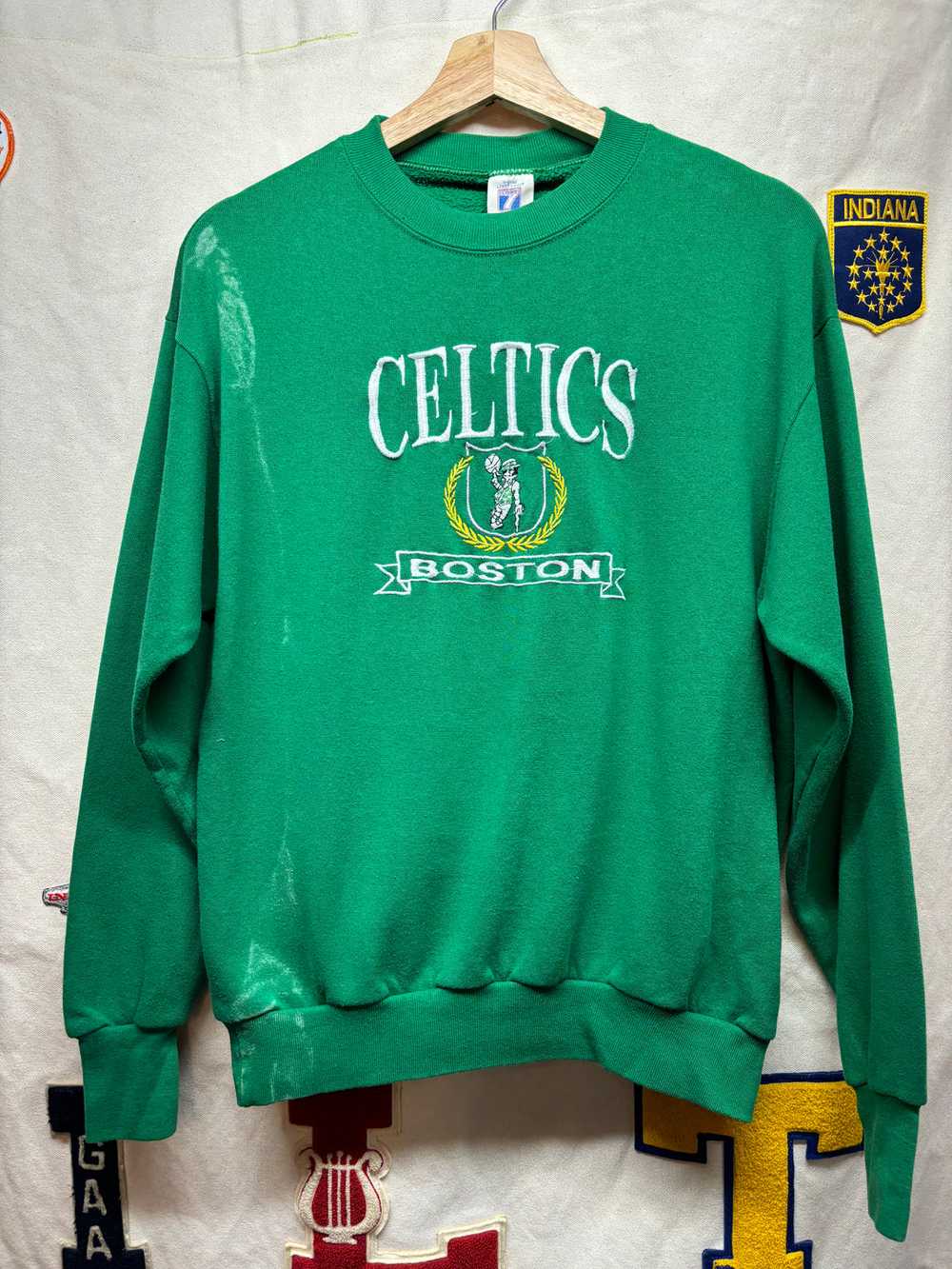Vintage Boston Celtics Embroidered Logo 7 Green C… - image 1