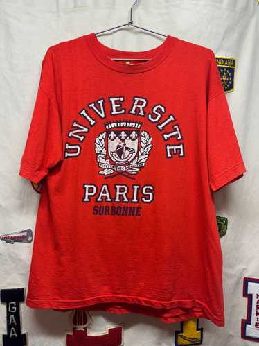 Vintage Universite De Paris Sorbonne Crest Red T-S