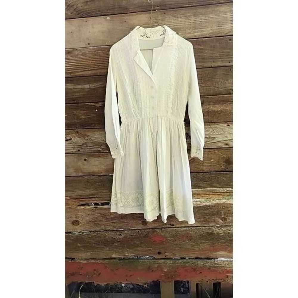 60s cream colored lacy dress in very good conditi… - image 2