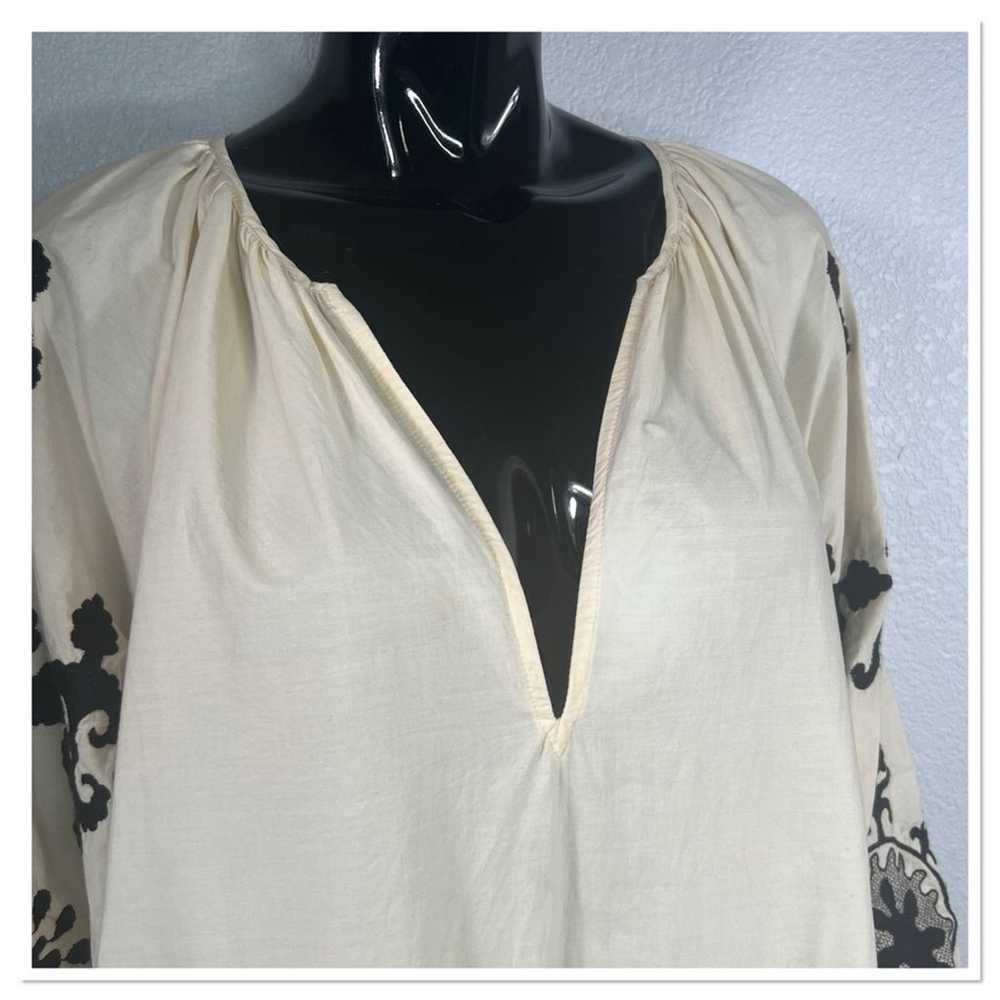H&M Embroidered Cotton Wide Cut Kaftan Dress Ligh… - image 3