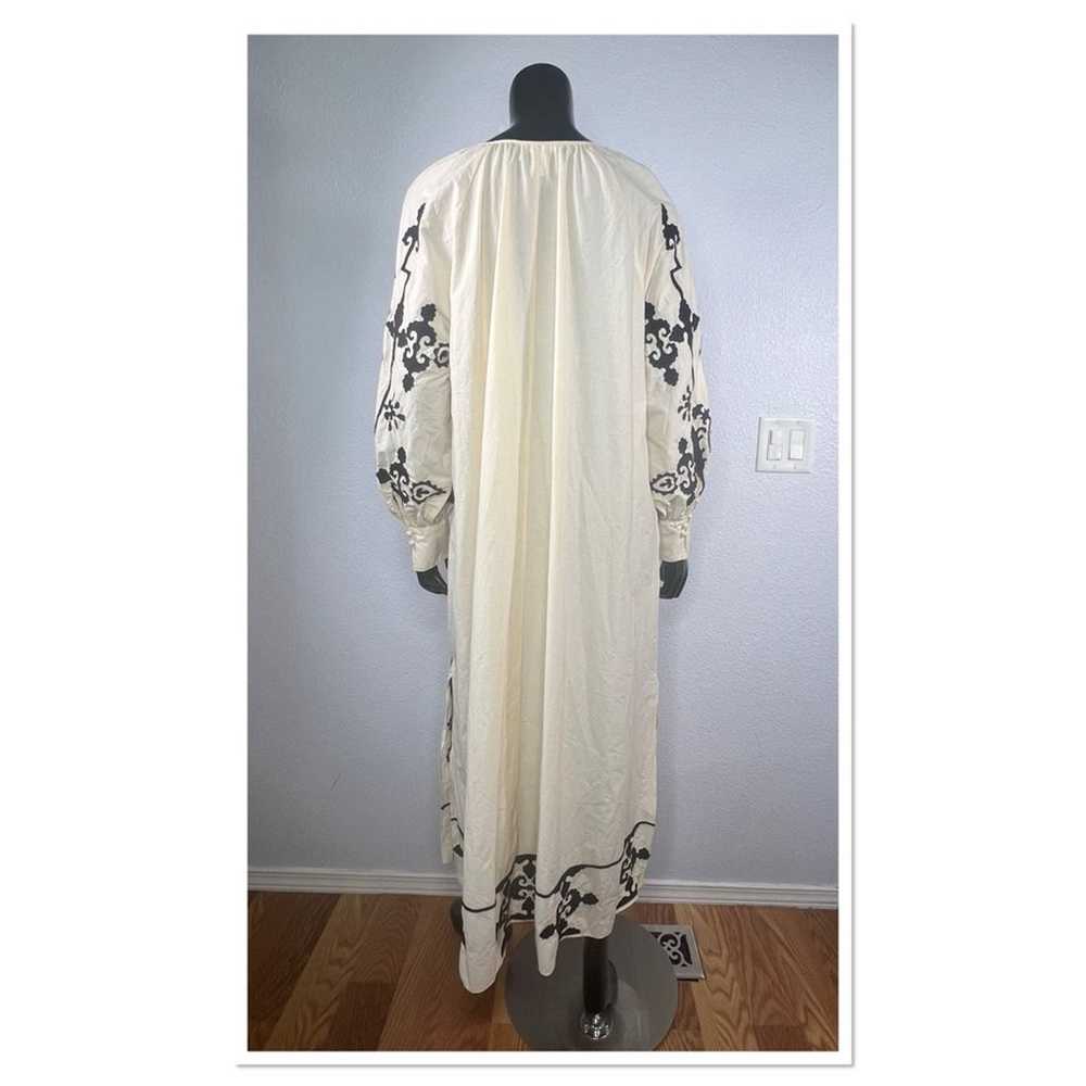H&M Embroidered Cotton Wide Cut Kaftan Dress Ligh… - image 7