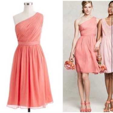 J Crew pink/coral silk one shoulder Kylie dress