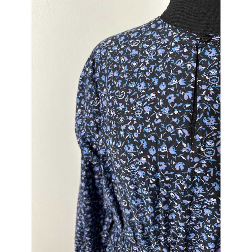 Apiece Apart Blue Floral Long Sleeve Cotton Silk … - image 2