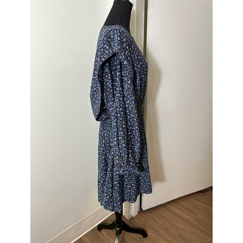Apiece Apart Blue Floral Long Sleeve Cotton Silk … - image 3