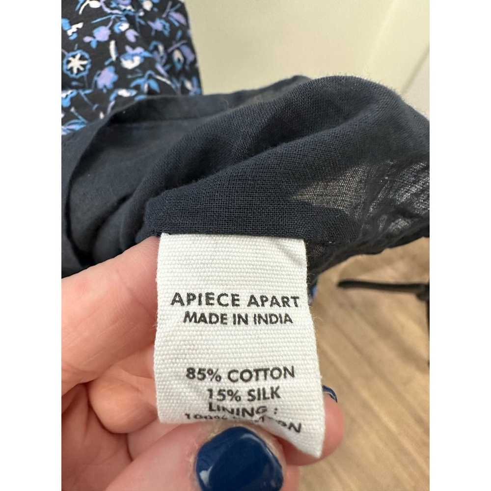 Apiece Apart Blue Floral Long Sleeve Cotton Silk … - image 6