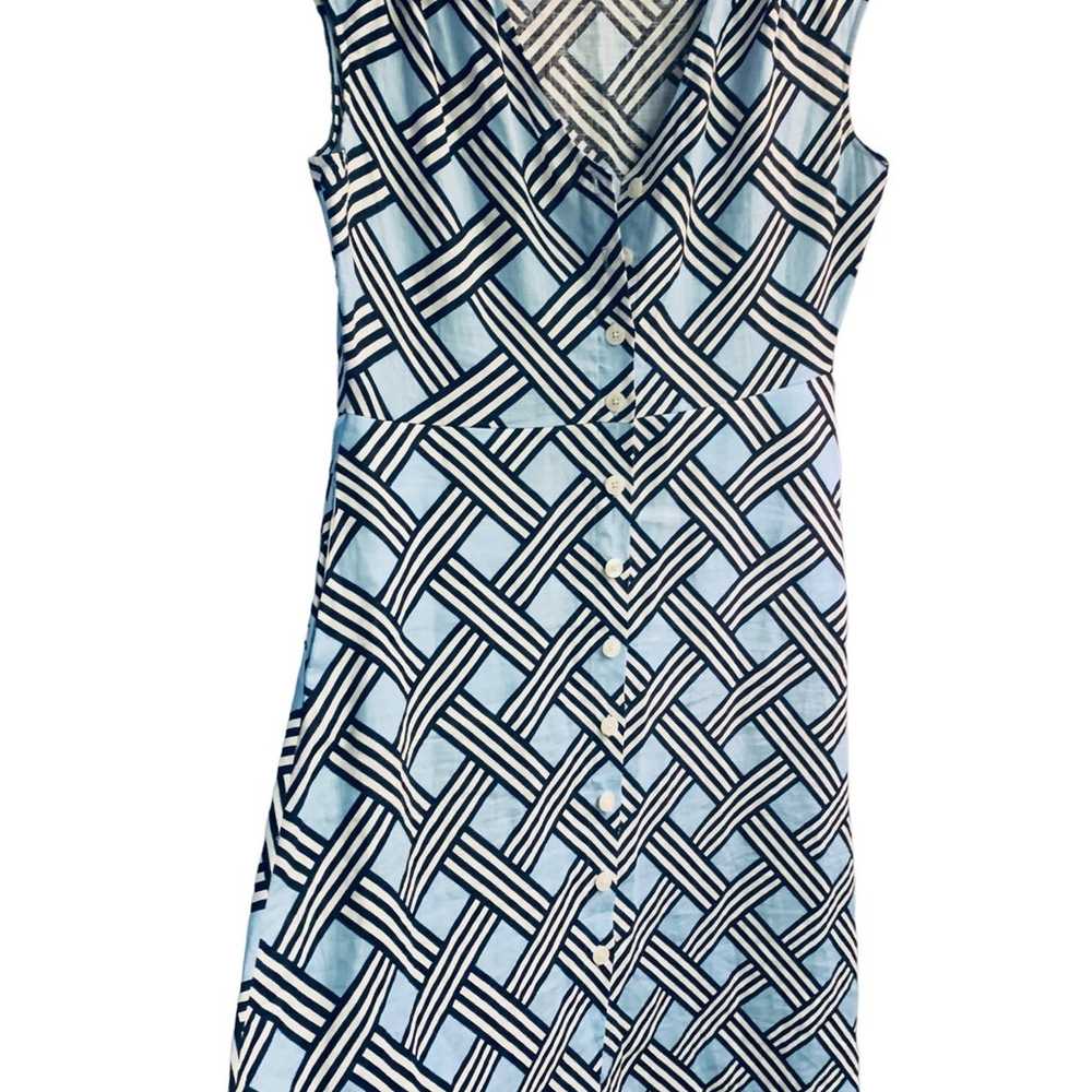 Draper James Lattice Blue Linen Midi Dress Button… - image 2