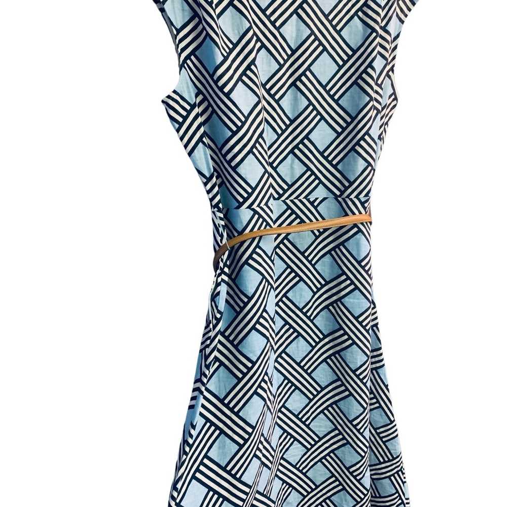 Draper James Lattice Blue Linen Midi Dress Button… - image 5