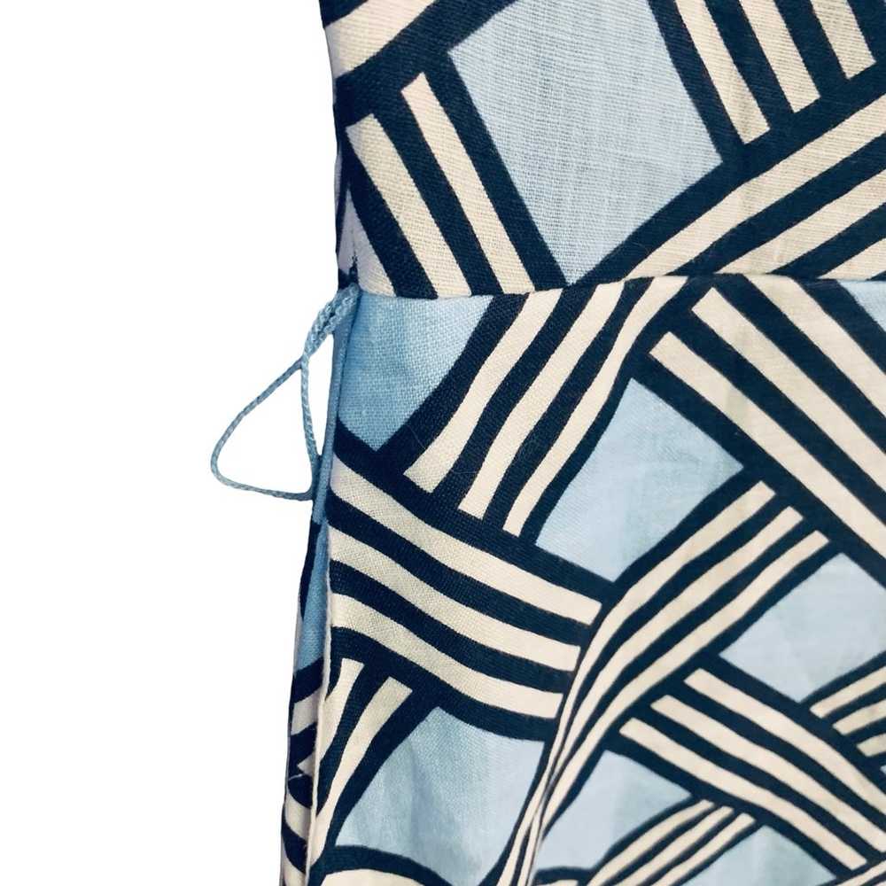 Draper James Lattice Blue Linen Midi Dress Button… - image 6