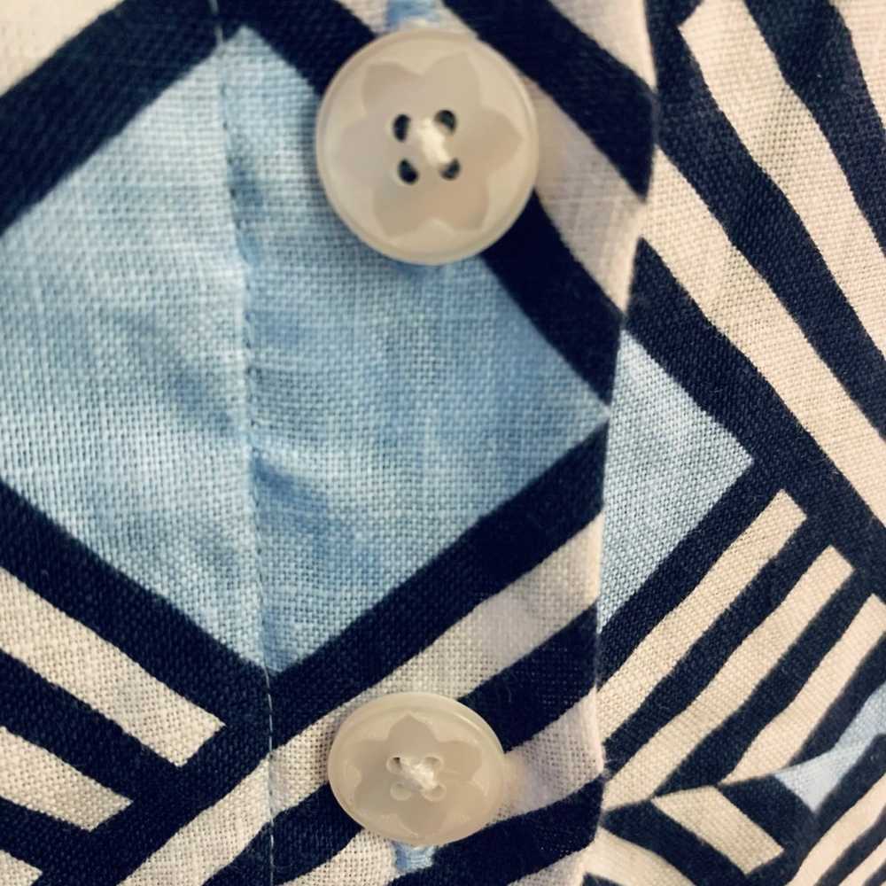 Draper James Lattice Blue Linen Midi Dress Button… - image 7
