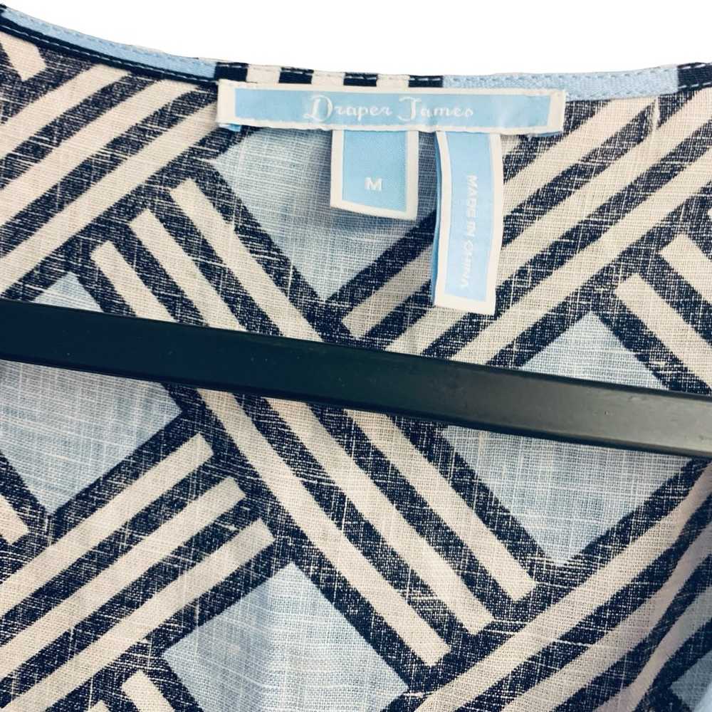 Draper James Lattice Blue Linen Midi Dress Button… - image 8