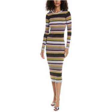 Chaser Veda Striped long sleeve Midi Dress Small n