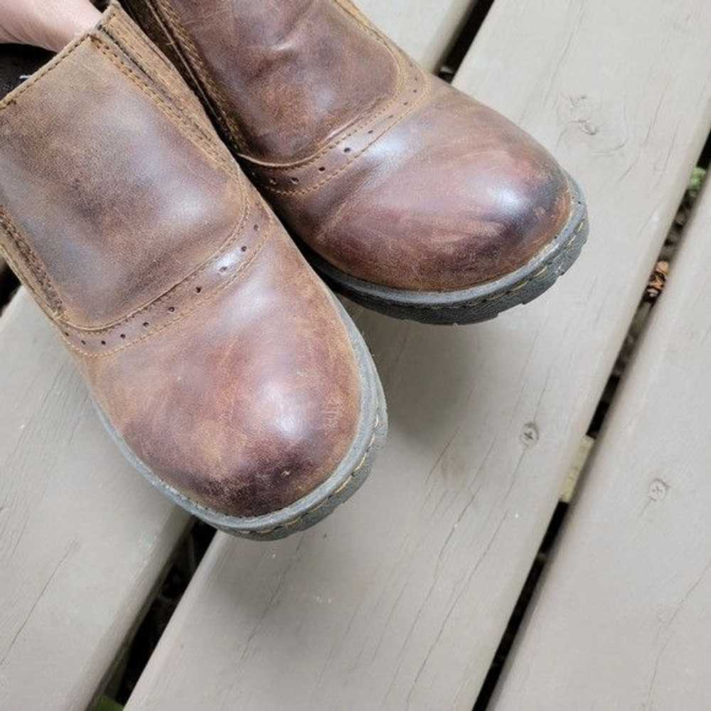 Born Born Sorla Brown Leather Chunky Heel Slip-on… - image 6