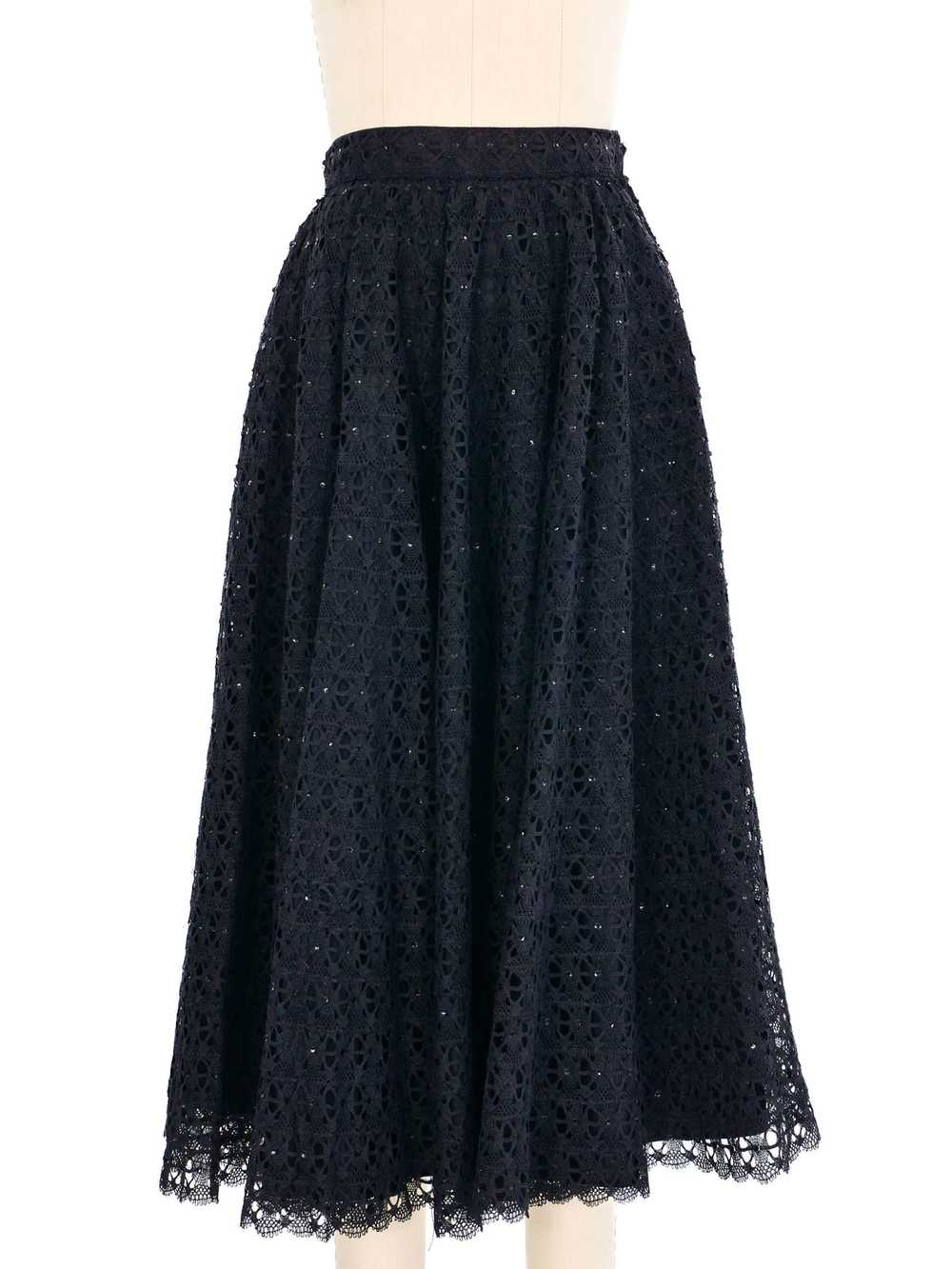 Black Embellished Lace Midi Skirt - image 5