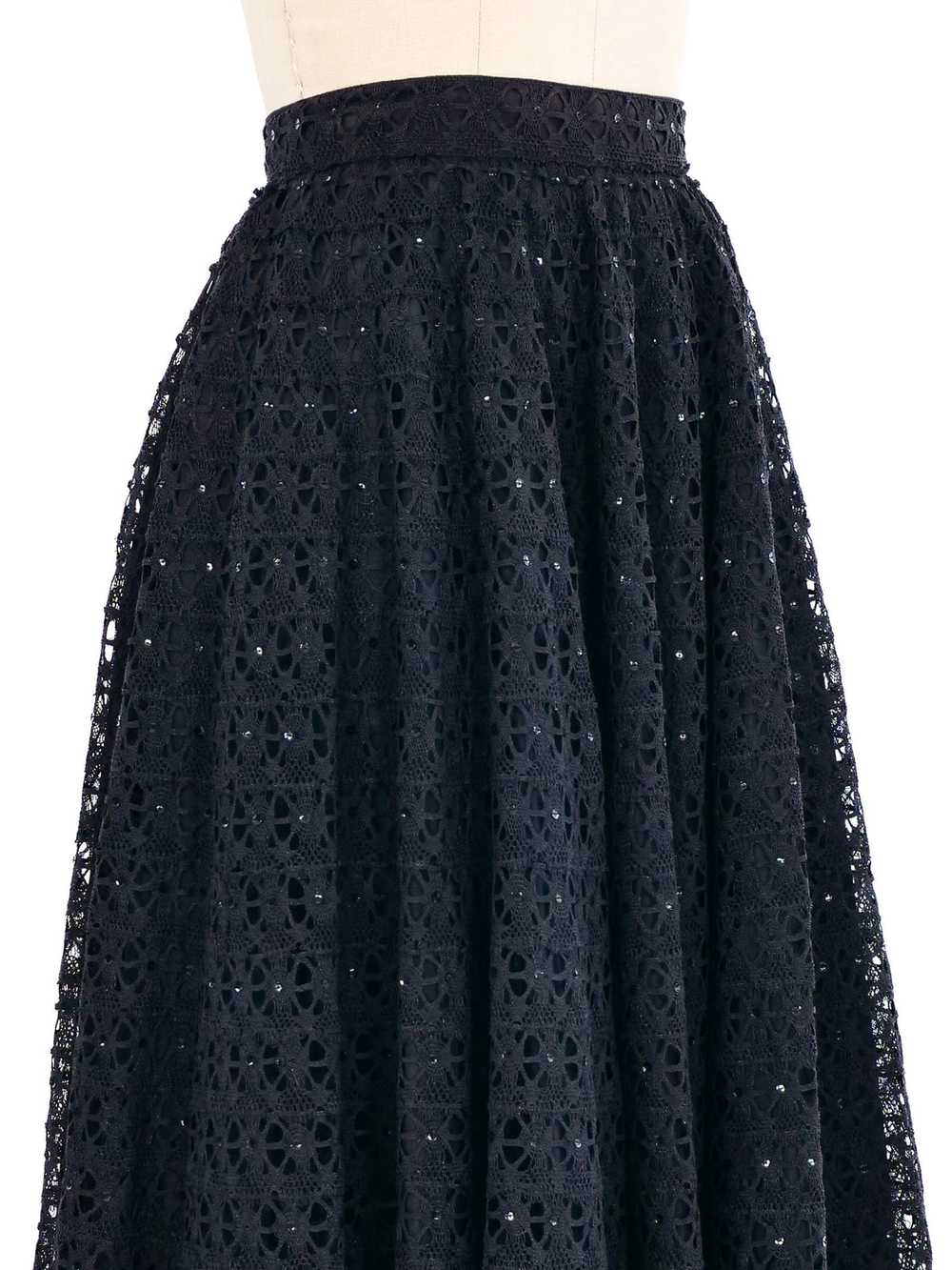 Black Embellished Lace Midi Skirt - image 6