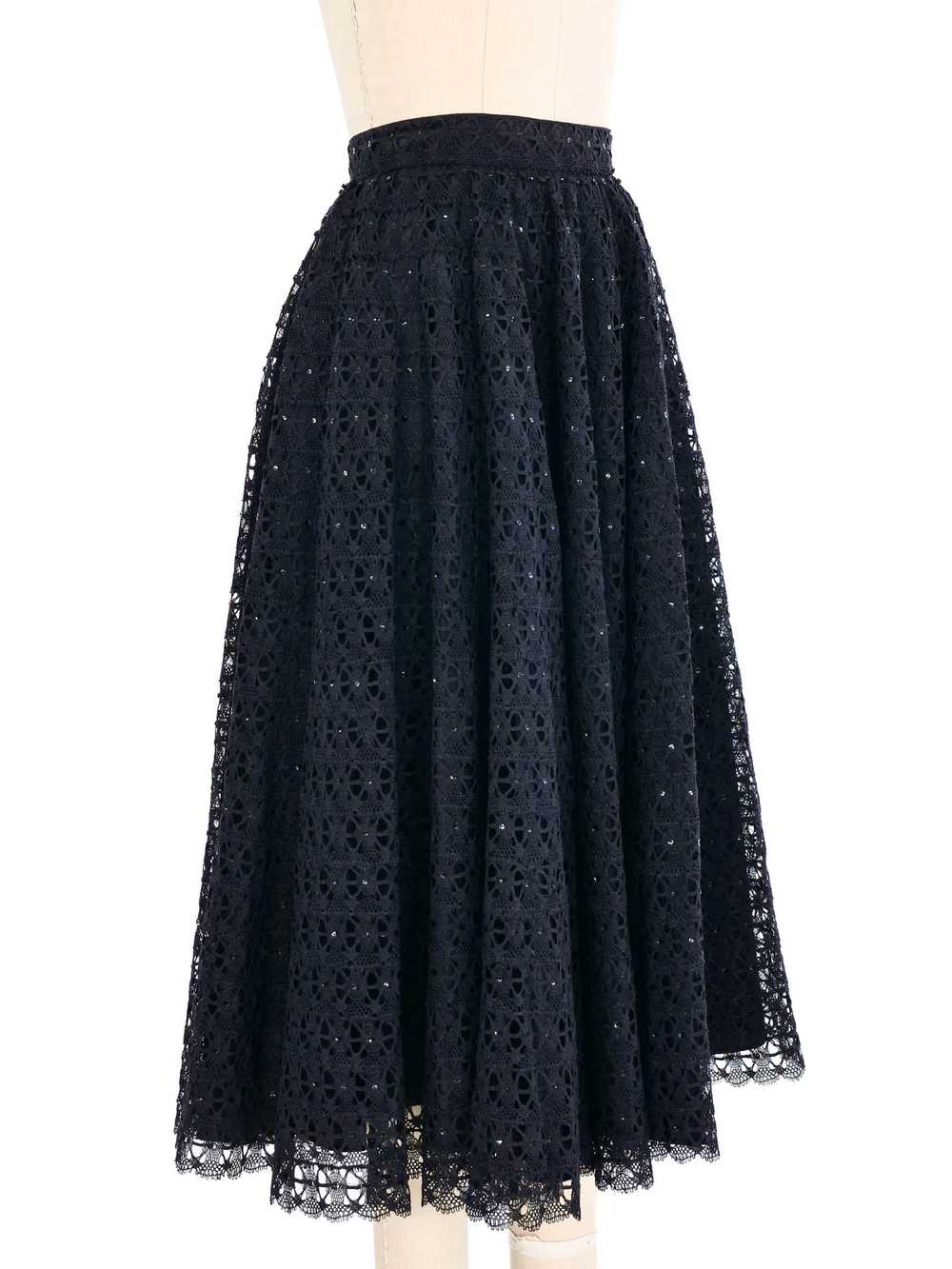 Black Embellished Lace Midi Skirt - image 7