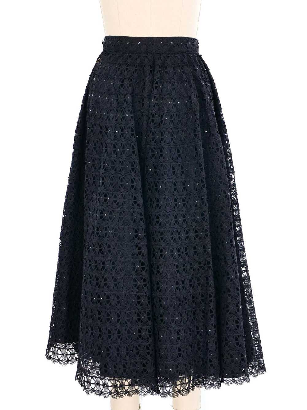 Black Embellished Lace Midi Skirt - image 8
