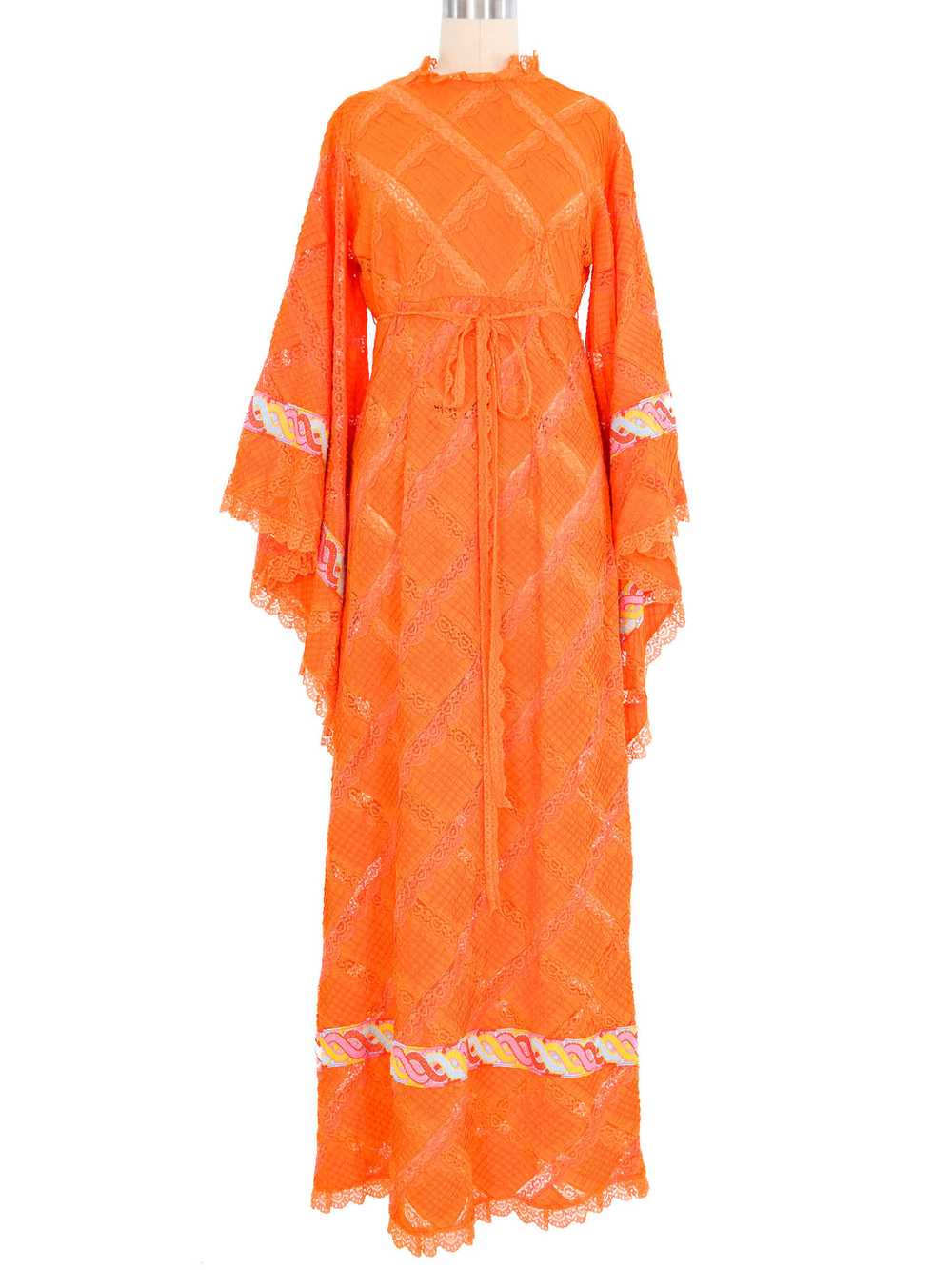 Bright Orange Angel Sleeve Mexican Wedding Dress - image 3
