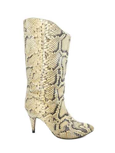 Buttercream Snakeskin Heeled Boots, 7