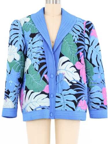 Quilted Thai Silk Floral Jacket - image 1