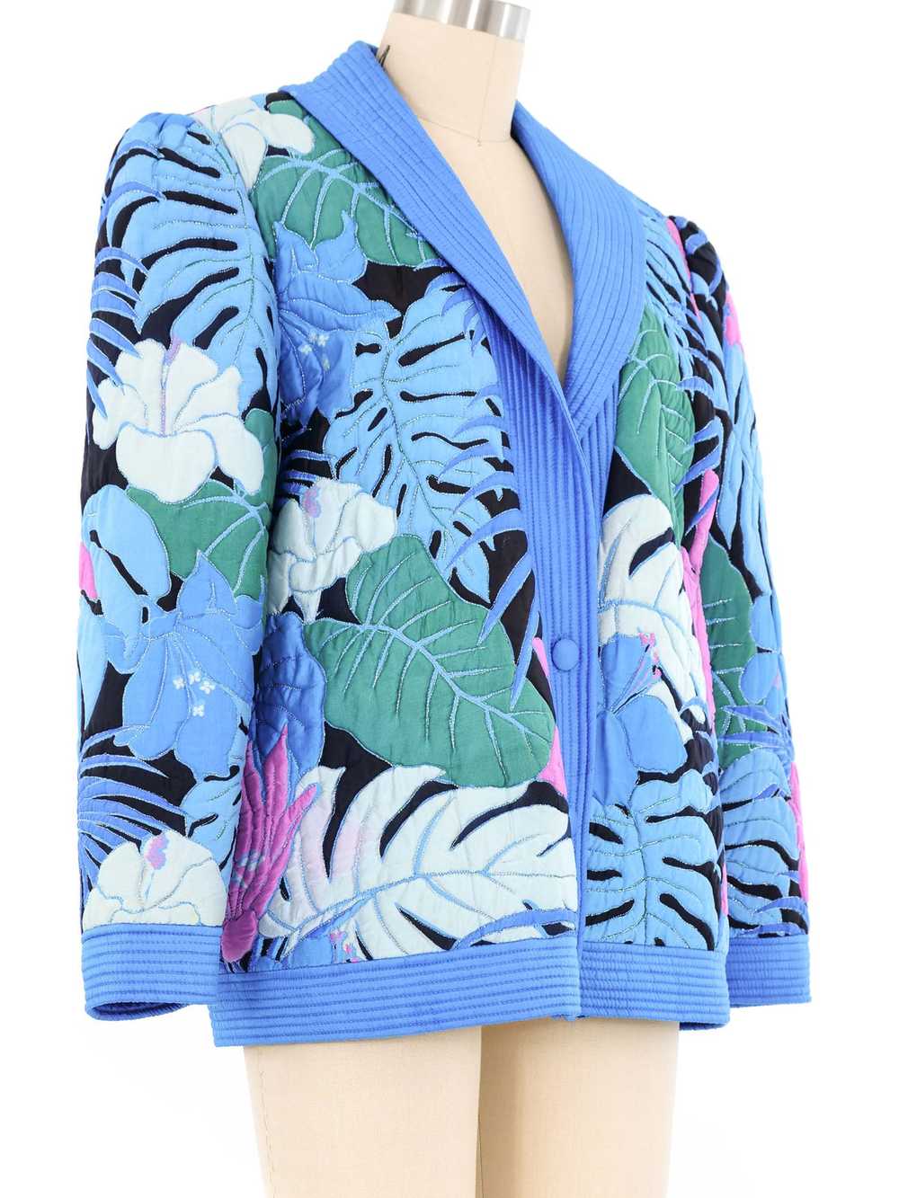 Quilted Thai Silk Floral Jacket - image 3