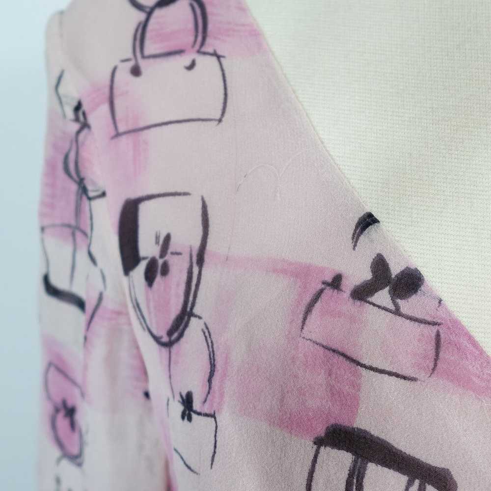 Vintage Y2K 90s Pink All Over Bag Print V-Neck Kn… - image 10
