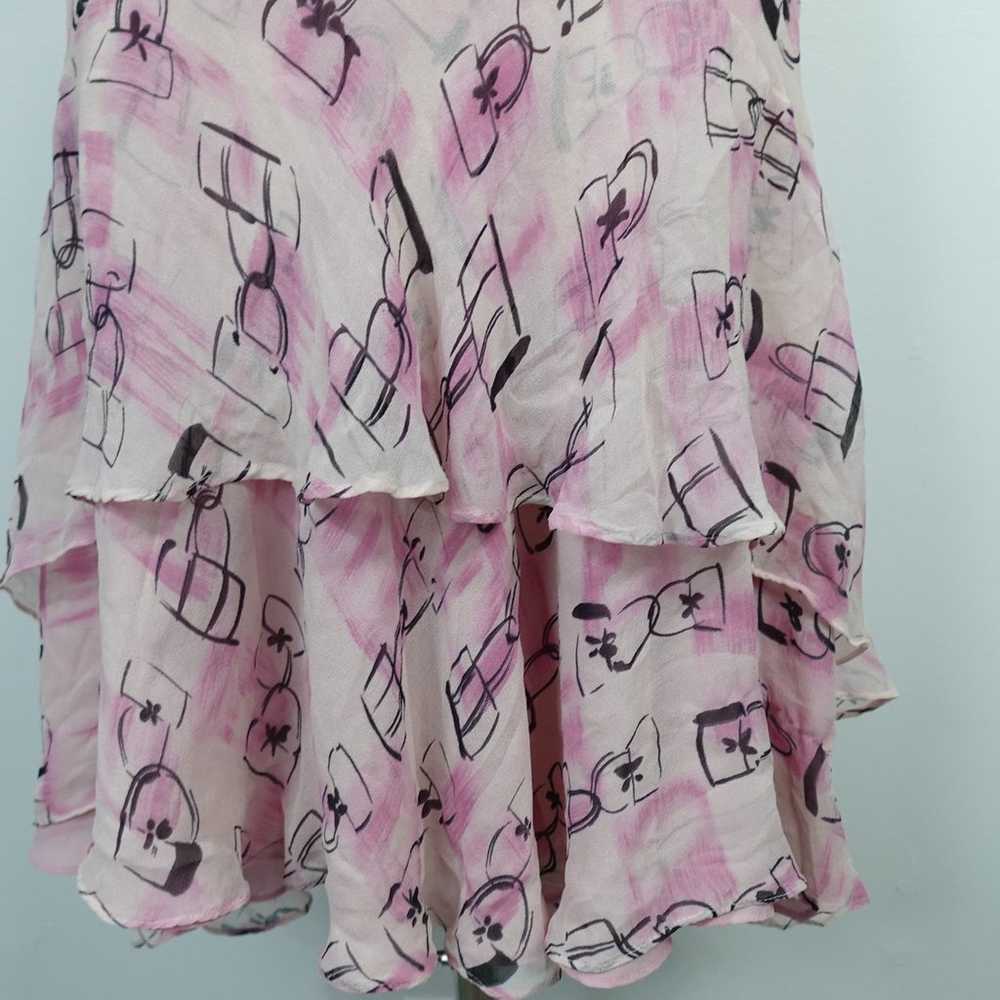 Vintage Y2K 90s Pink All Over Bag Print V-Neck Kn… - image 7