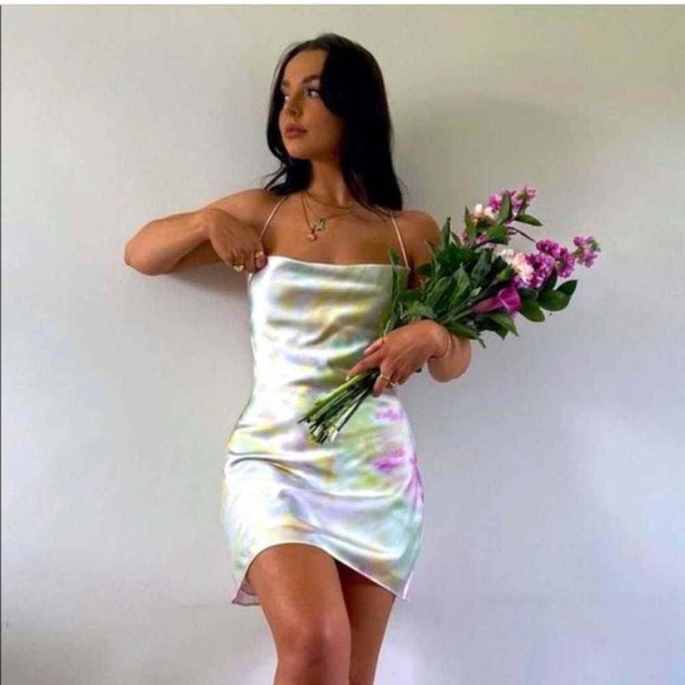 Zara Blogger favorite Tie Dye Satin Mini Dress Si… - image 2