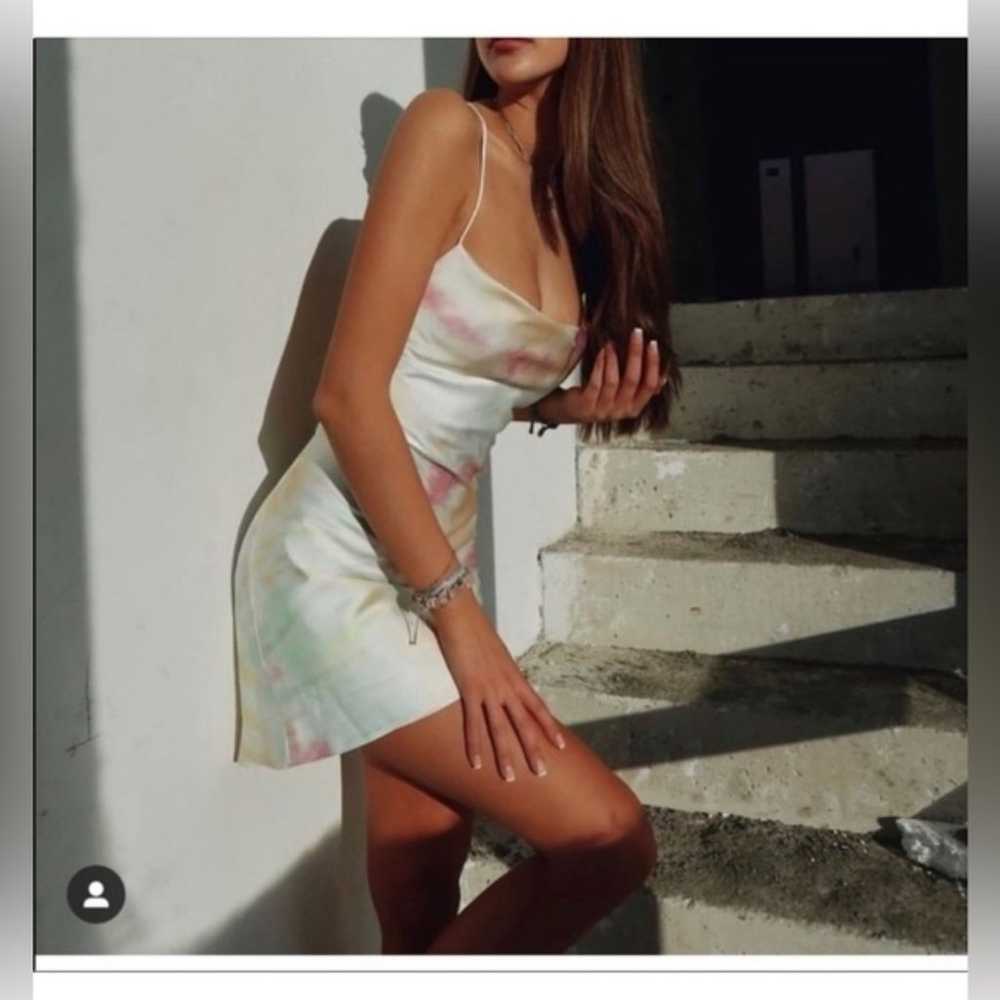 Zara Blogger favorite Tie Dye Satin Mini Dress Si… - image 4