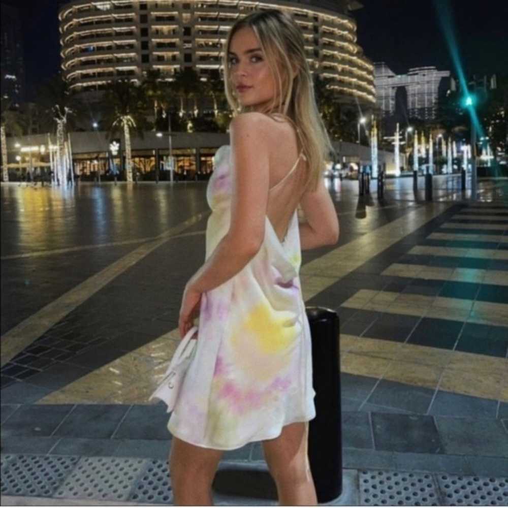 Zara Blogger favorite Tie Dye Satin Mini Dress Si… - image 8
