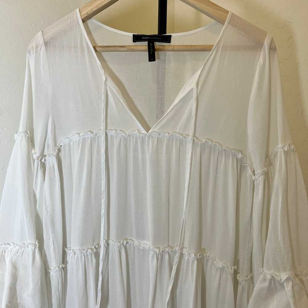 BCBGMAXAZRIA SUSIE tiered dress in white flowy fi… - image 4