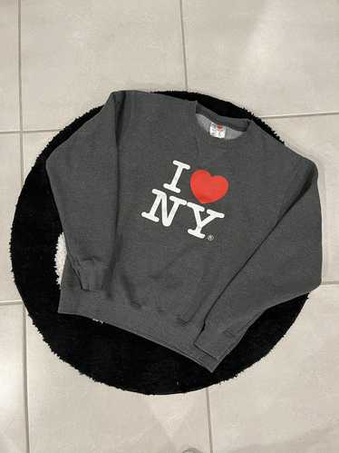 I Love Ny Y2K I Love Ny Grey Graphic Sweater