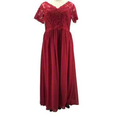 PARTY DRESS 22W plus red lace short sleeve beaded… - image 1