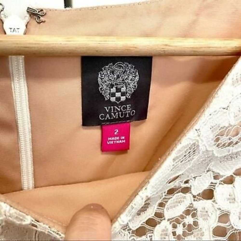 Vince Camuto lace dress size 2 tan cream floral l… - image 5