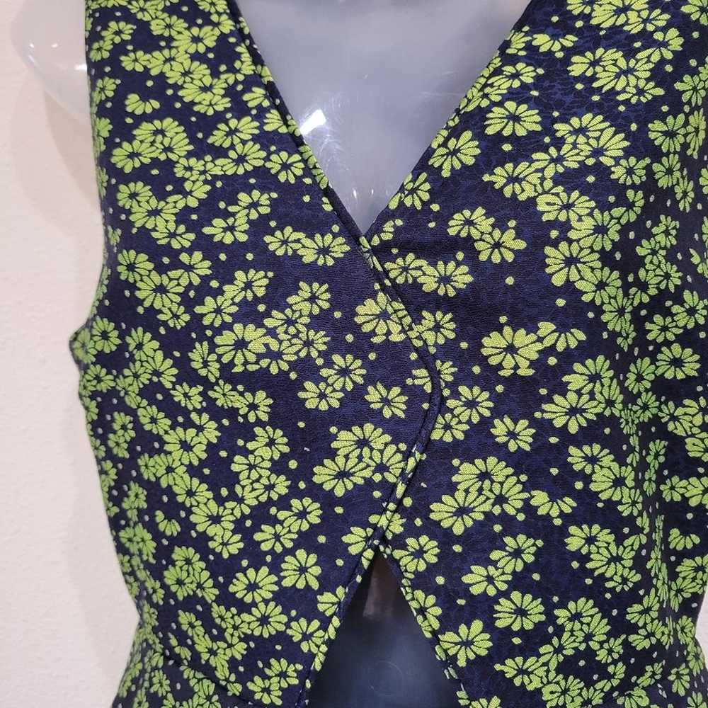 Zac Posen Green Floral Print Daisy Cutout Sleevel… - image 5