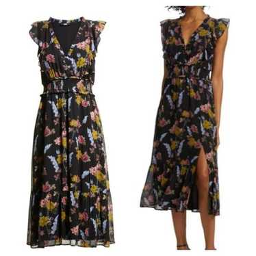 Paige Silk Black Katharina Floral Dress Size XL
