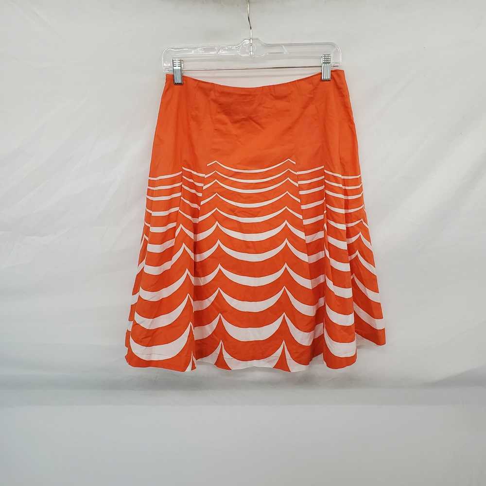 Boden Orange & White Cotton Lined A-Line Skirt WM… - image 2