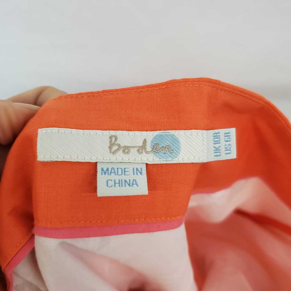 Boden Orange & White Cotton Lined A-Line Skirt WM… - image 3