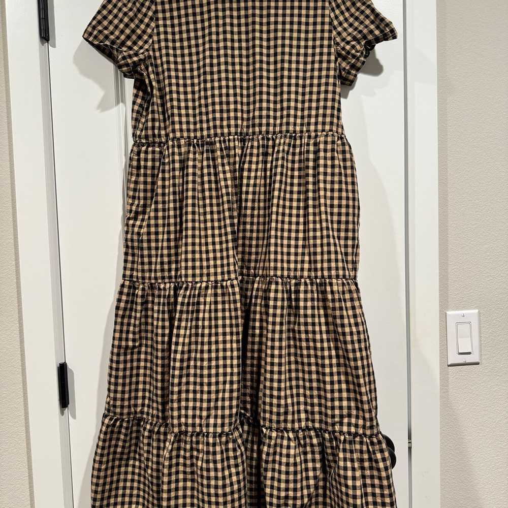 Tradlands Chalet Tiered Dress in Brown Gingham si… - image 3